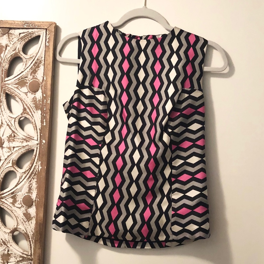 Milly Pink and Black Geometric Patterned Top - Picture 7 of 8